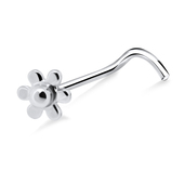 Flower Silver Curved Nose Stud NSKB-729